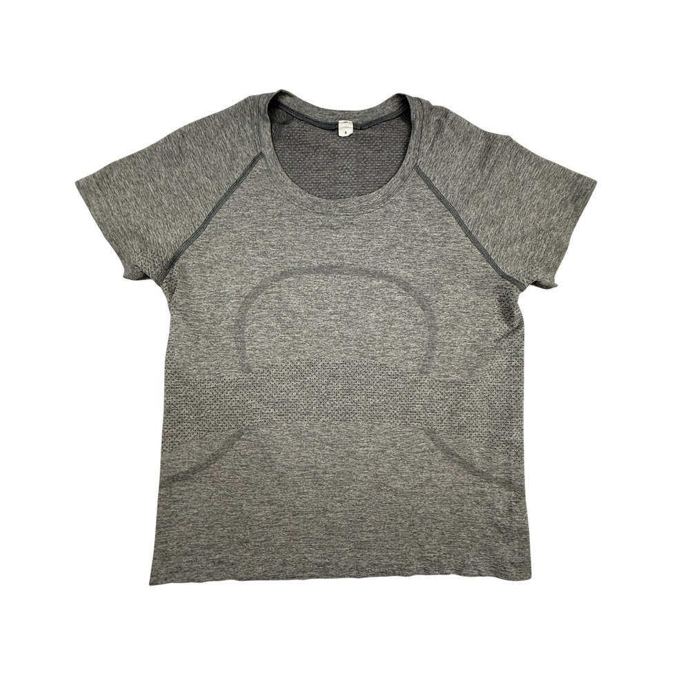 Lululemon‎ Swiftly Tech Short Sleeve Women 8 Gray Heathered Athletic Workout Gym